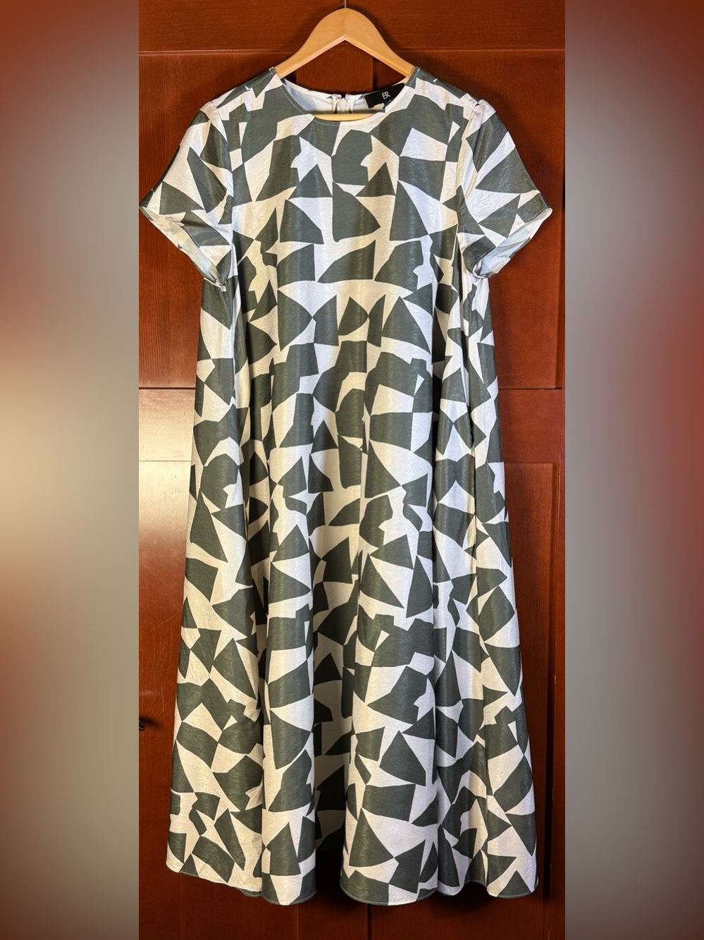 Banana Republic Green Geo A-Line Trapeze Midi Dress M Petite Spring 2024